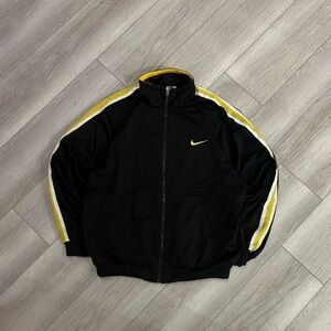 Vintage Nike 90’s Black Zip Up Jacket With Sick Back Hit Embroidered Logo